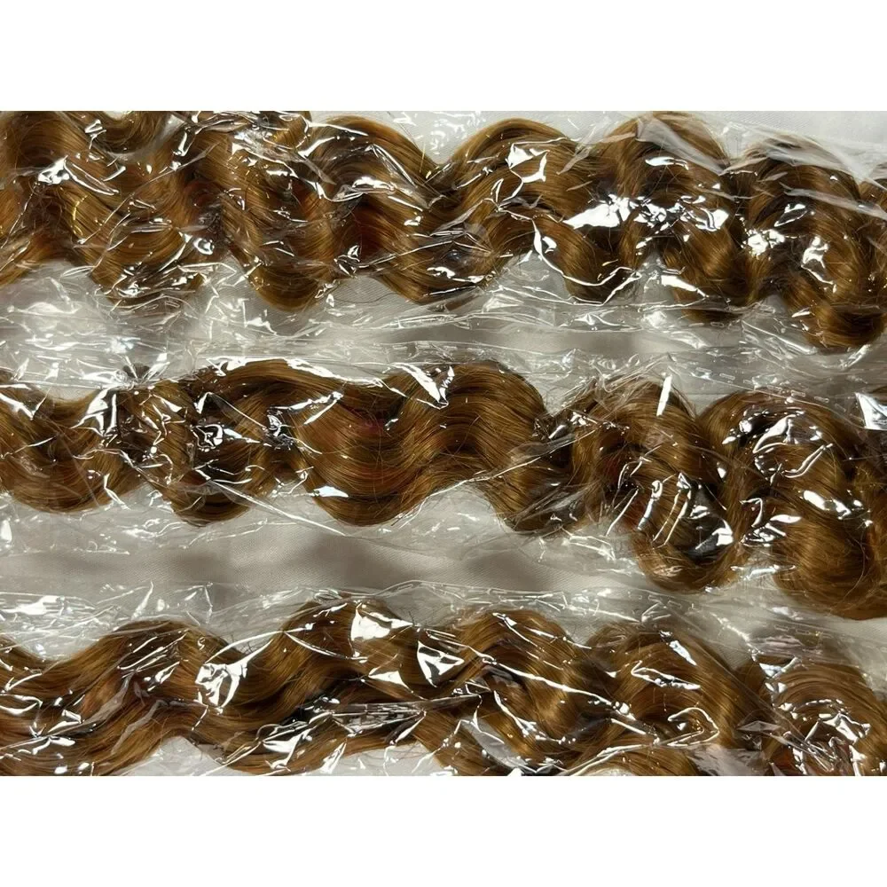 MeaQiiey #30 Light Brown Human Braiding Hair Deep Wave 24